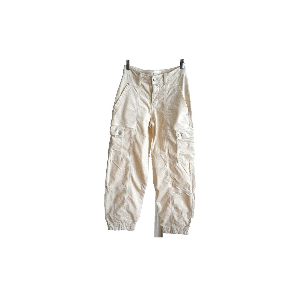 Anthropologie Utility Cargo Pants Womens Size 0 Ivory Y2K‑Inspired Relaxed Fit